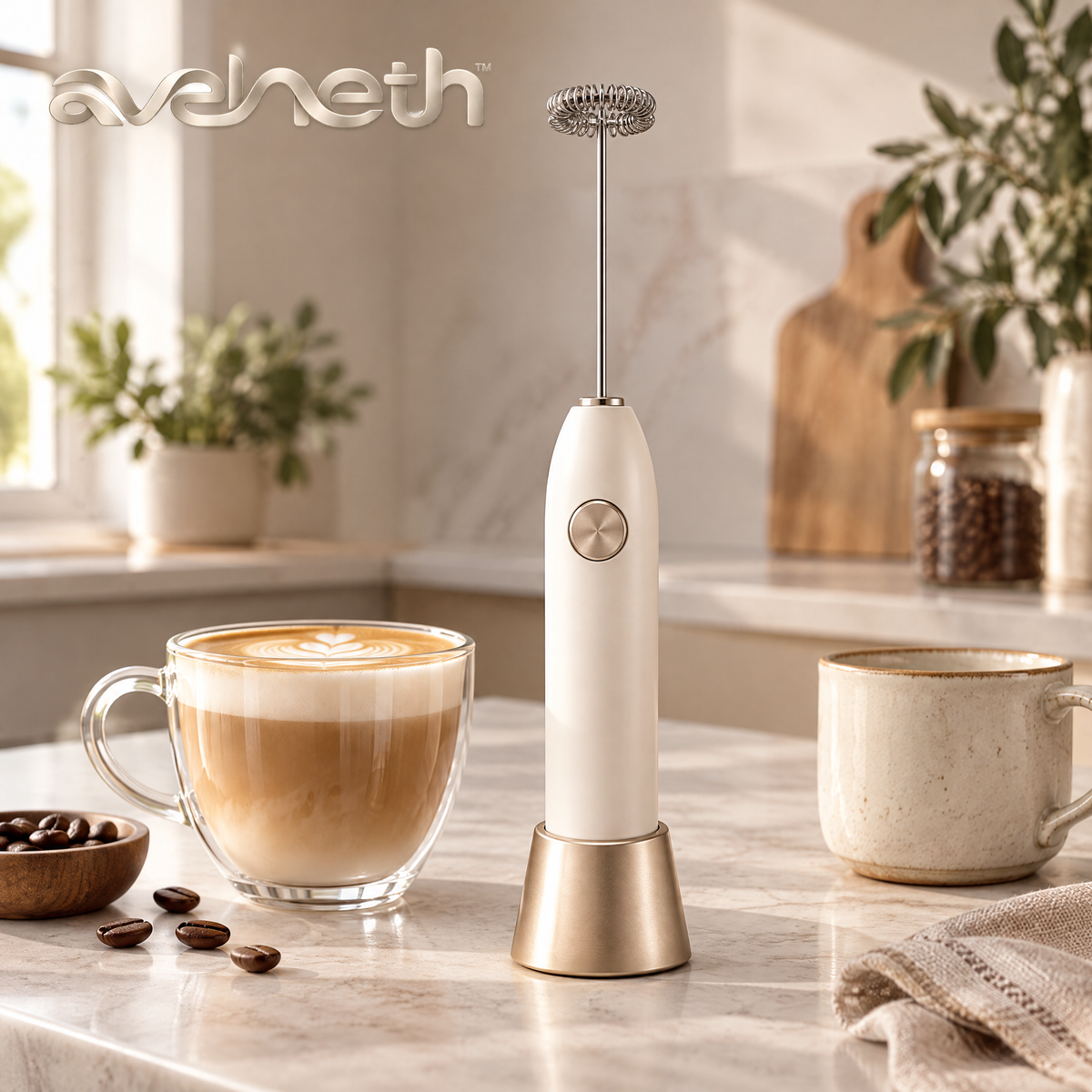 Avelneth™ Handheld Milk Frother with Stand