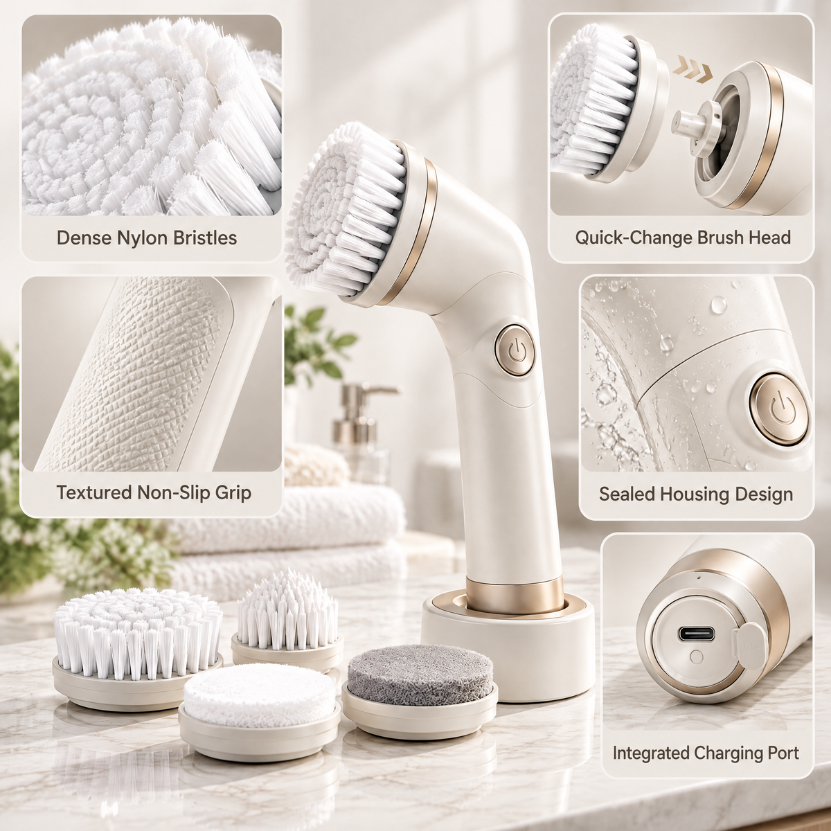 Avelneth™ Multi-Head Electric Spin Scrubber